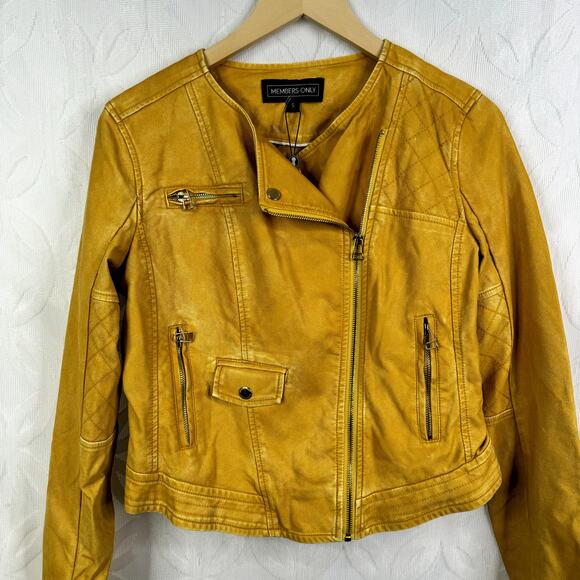 Members Only Washed Vegan Leather Moto Jacket Size S NWT - Picture 4 of 12